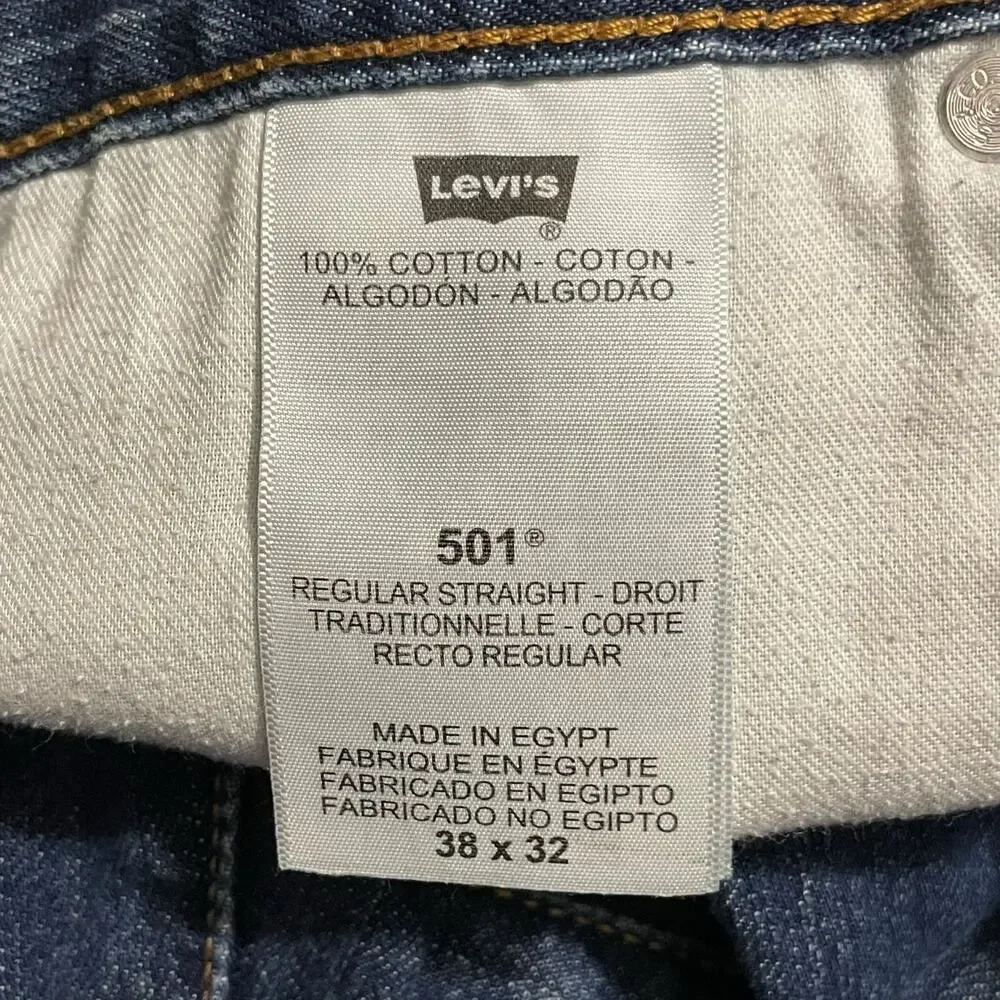 Levis 501 Jeans Size 38 Blue Regular Straight Leg Button Fly Medium Wash Denim